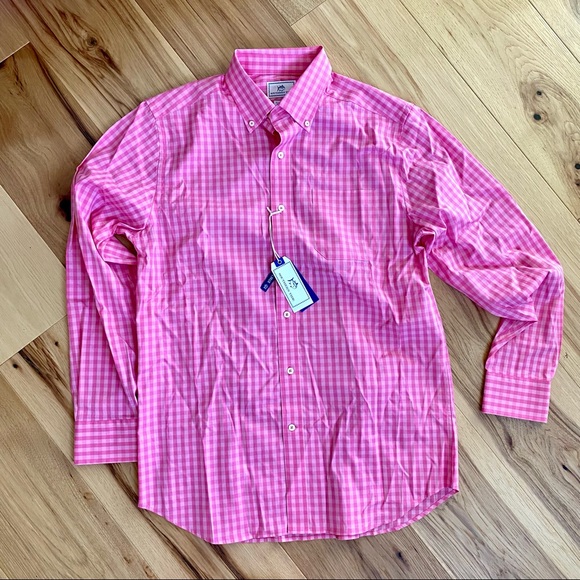 Southern Tide Getaway Gingham Sport Shirt in Pink Lemonade NWT sz M - Picture 4 of 12